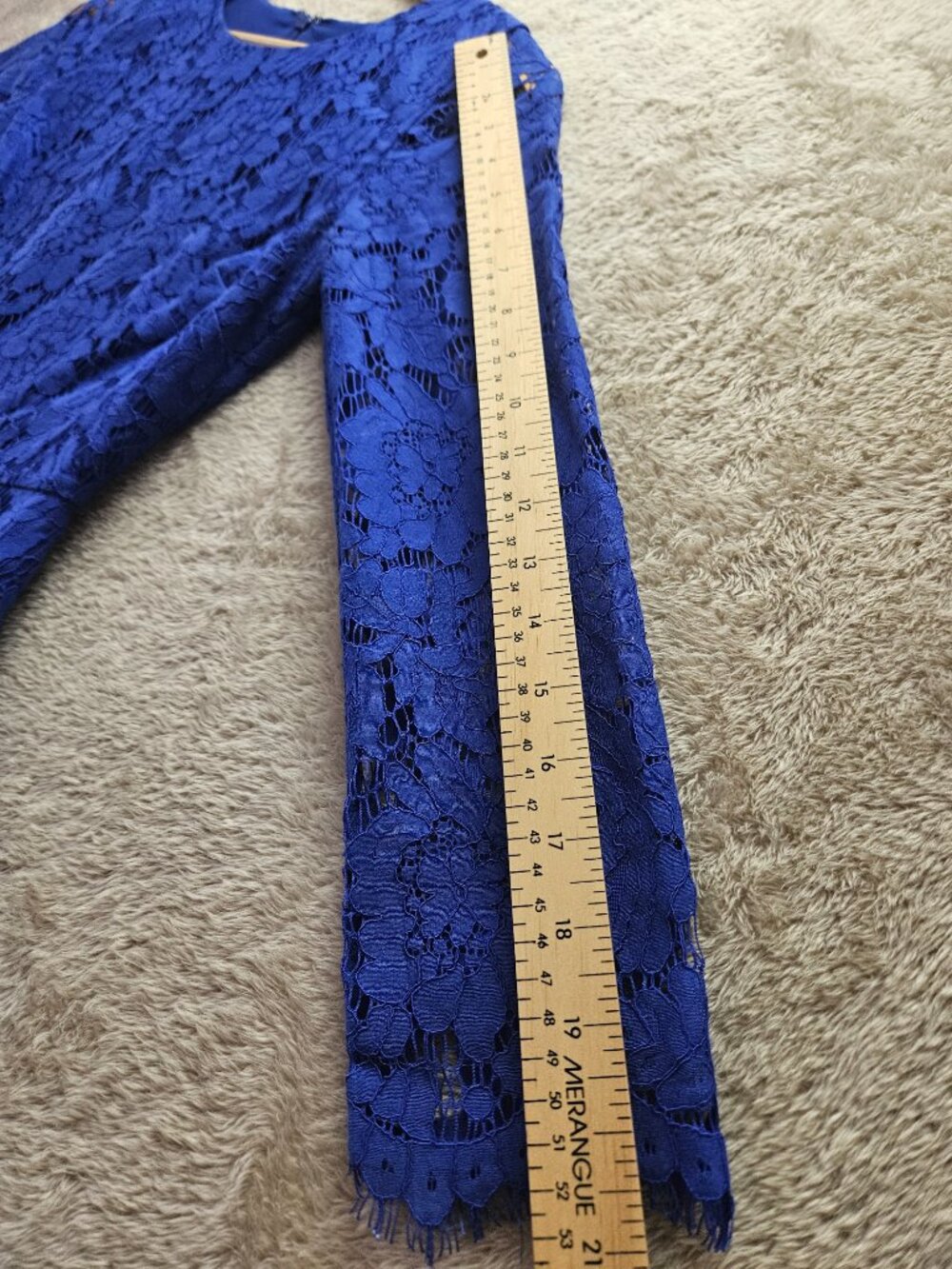 J.Crew Floral Lace Dress Cocktail Night Out Long Sleeves Cobalt Blue Size 0 - Picture 9 of 9